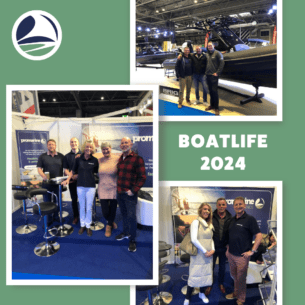 a collage of images of the promarine finance team at boatlife 2024